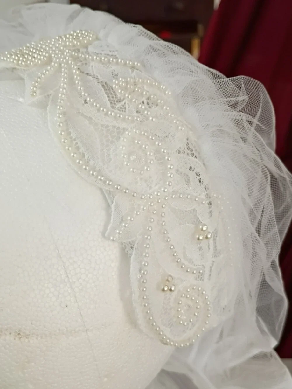 Vintage White Bridal Veil with Decorative Headband